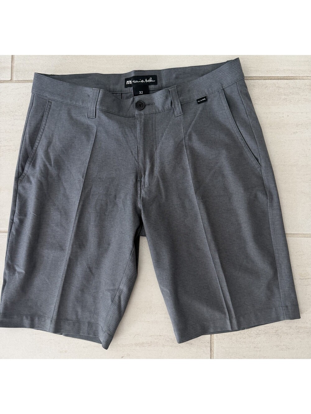 TravisMathew Golf Shorts Mens 32 Gray Performance Stretch Texture